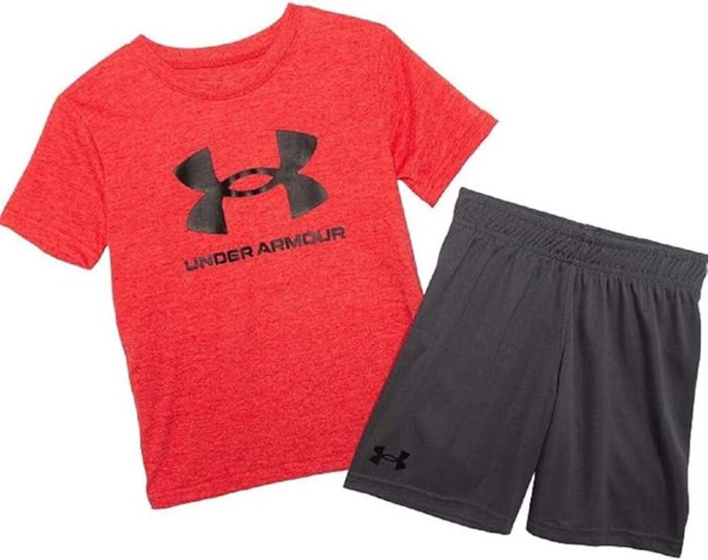NWT Under Armour Boy's Core Logo Shirt and Shorts Set sz 6